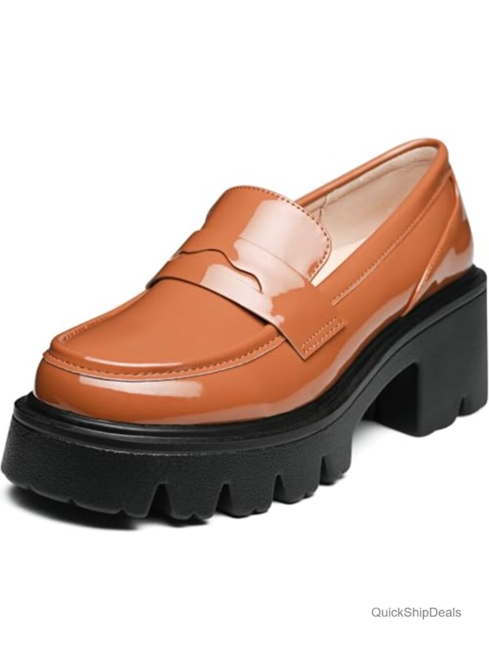 Platform Penny Loafers Chunky Heel Pull-On Dress Shoes